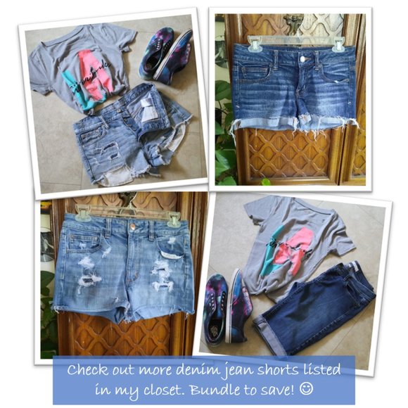 American Eagle Outfitters Distressed Hi-Rise Shortie Denim Shorts - 6 - Picture 15 of 16